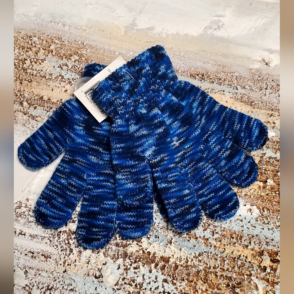 Blue Knitted Toddler Soft Gloves